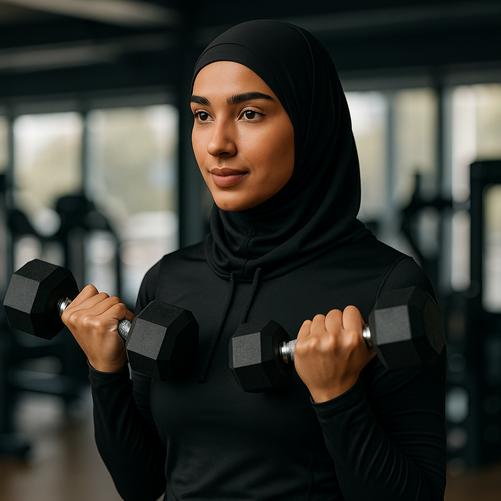 Femme musulmane en hijab pratiquant le fitness